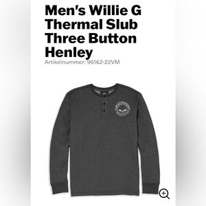 Harley-Davidson SZ XL Willie G Black Graphic long sleeve Henley 100% Cotton